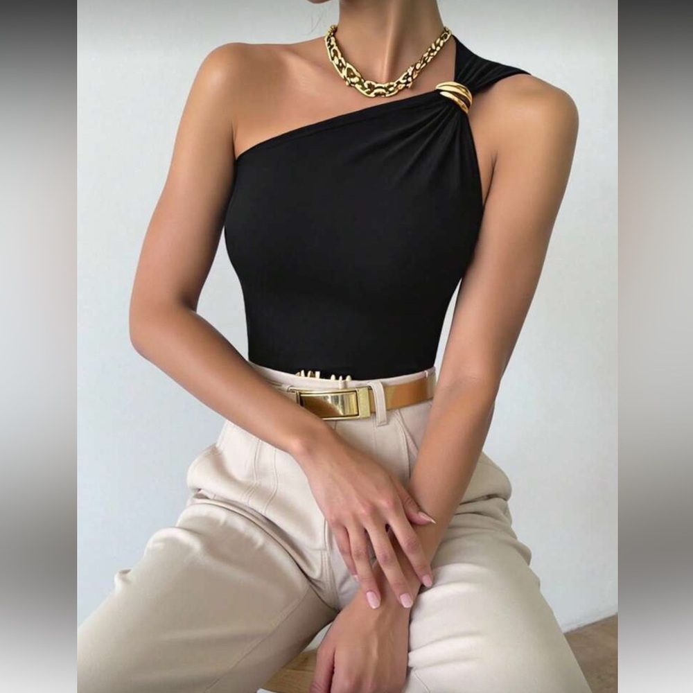 Elegant Black One-Shoulder Top